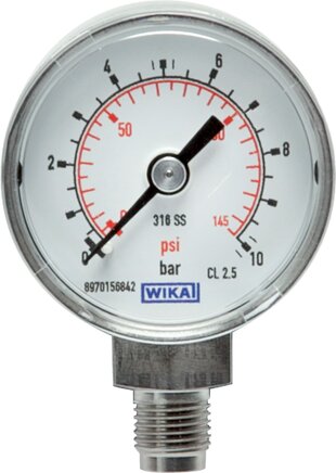 Exemplarische Darstellung: Manometer senkrecht, Edelstahl